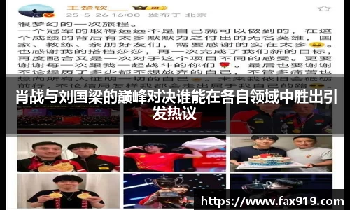 肖战与刘国梁的巅峰对决谁能在各自领域中胜出引发热议